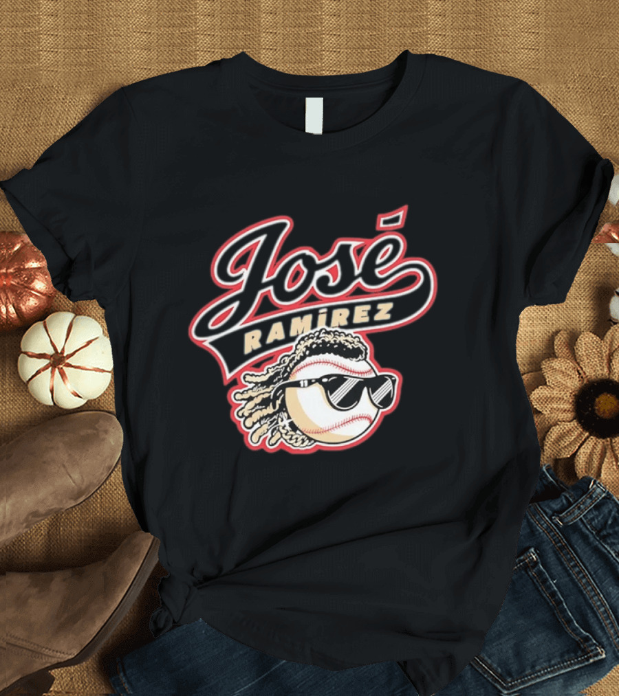 José Ramírez Cleveland Guardians Baseball Player Cool Baseball Icon With Sunglasses T-Shirt