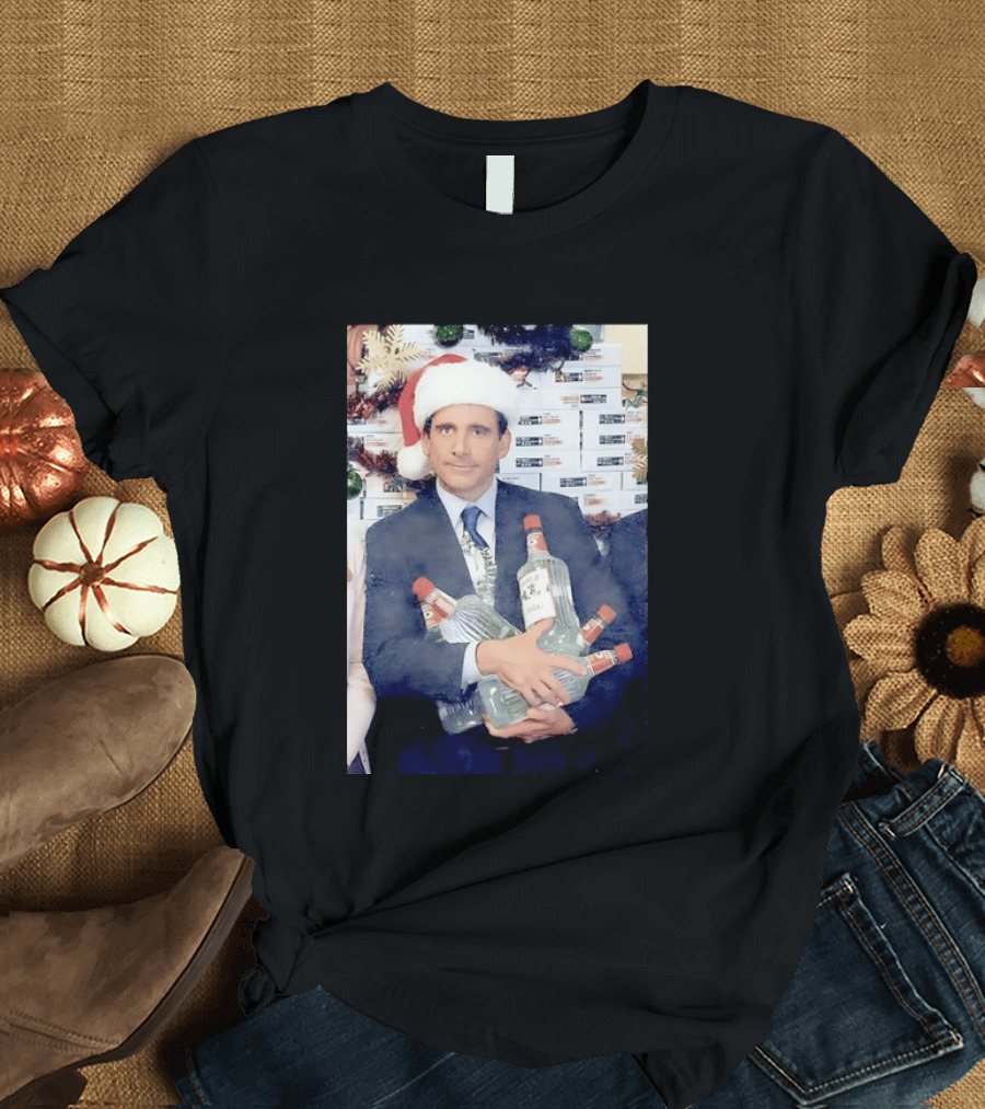 Michael Scott Holiday Party Vodka Santa Hat Scene T-Shirt