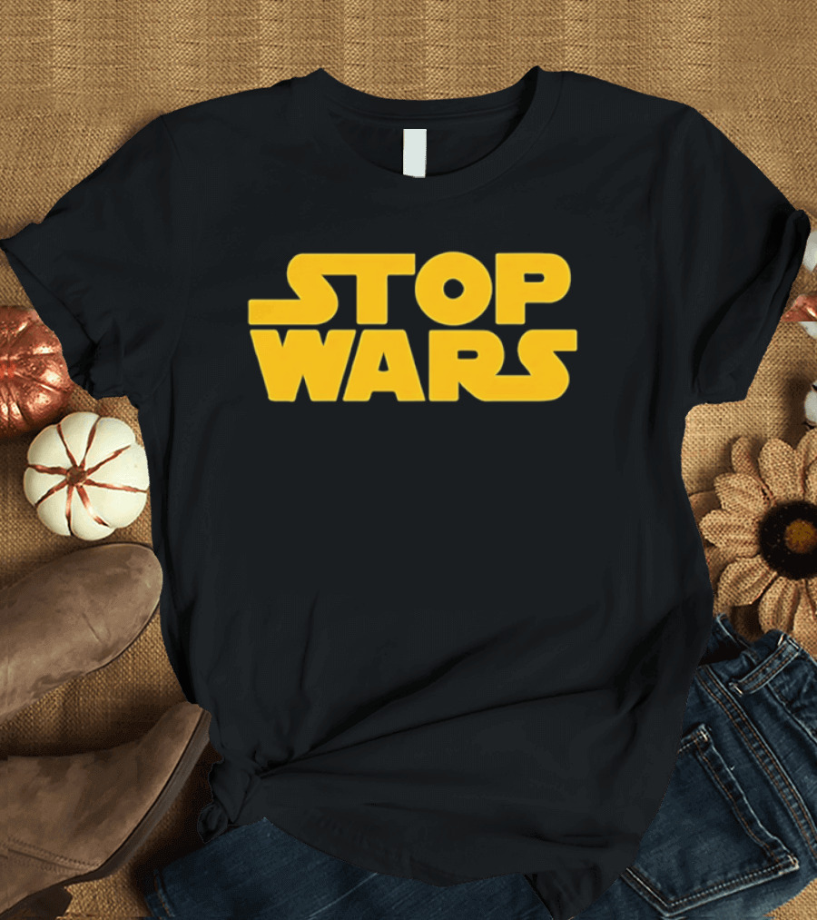 Stop Wars Peace Sci Fi Activism Iconic Yellow T-Shirt