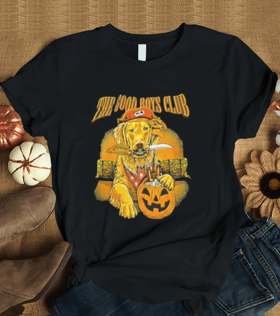 The Good Boys Club Pirate Golden Retriever Halloween Pumpkin T-Shirt
