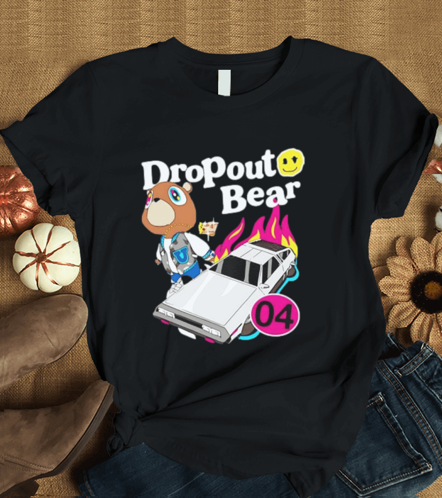 Kanye West Dropout Bear DeLorean 04 Flame Sneakers T-Shirt