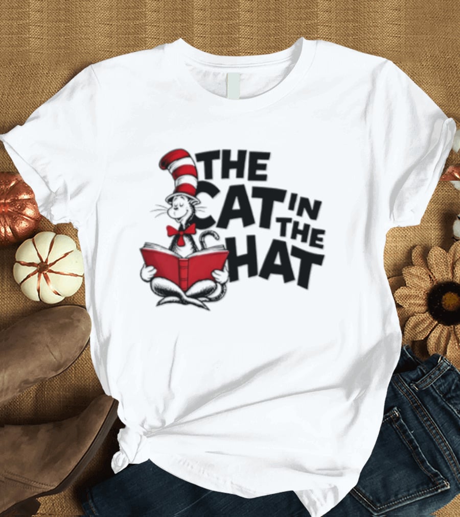 Dr Seuss The Cat In The Hat Reading Book T-Shirt