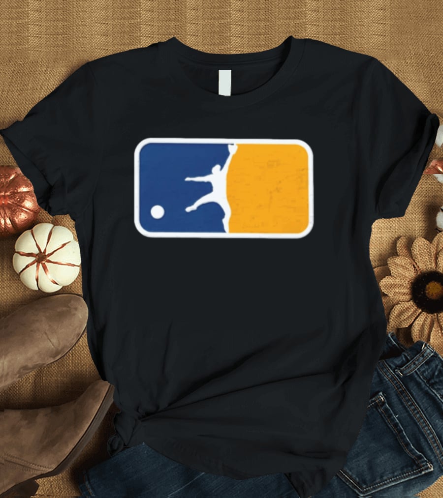 Milwaukee Brewers Baseball Leaping Catch Icon Luis Lara T-Shirt