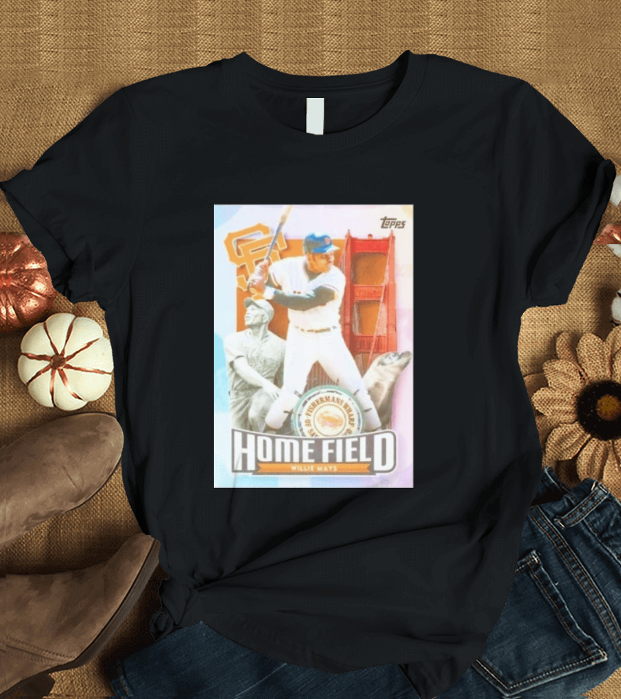 San Francisco Giants Willie Mays Topps Home Field Fisherman's Wharf Golden Gate Bridge T-Shirt