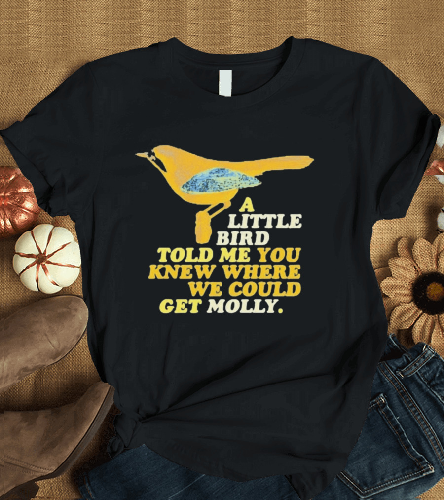 A Little Bird Told Me You Knew Where We Could Get Molly Text With Cartoon Bird T-Shirt