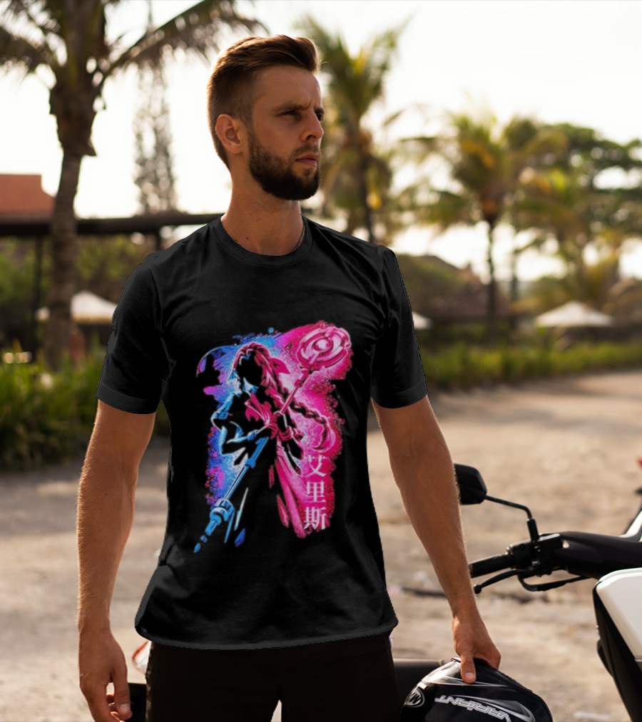Aerith Gainsborough Final Fantasy VII Pink And Blue Japanese T-Shirt