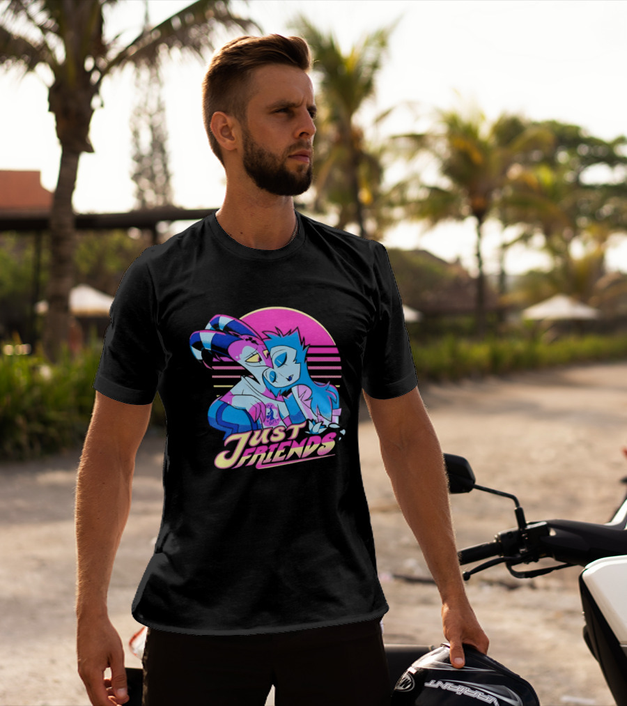 Just Friends Blitzø Stolas Helluva Boss Neon Sunset T-Shirt