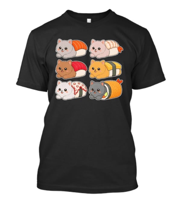 Kawaii Kitten Sushi Rolls Cute Cats Cat Lover T-Shirt