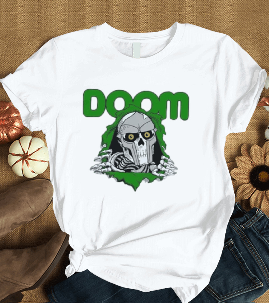 Doom Metal Face Skeleton Mask Hip Hop T-Shirt