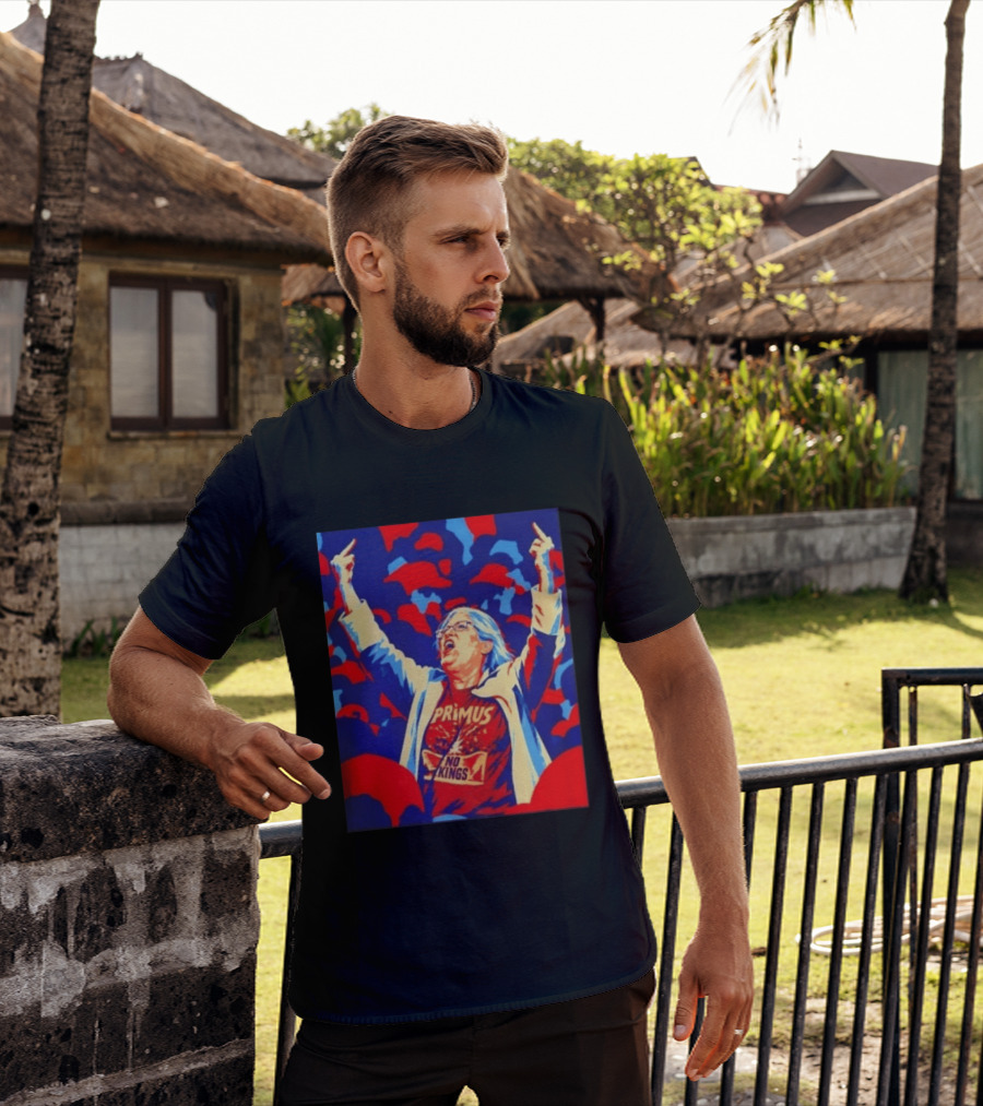 Primus No Kings Les Claypool Protest Art Blue Red T-Shirt