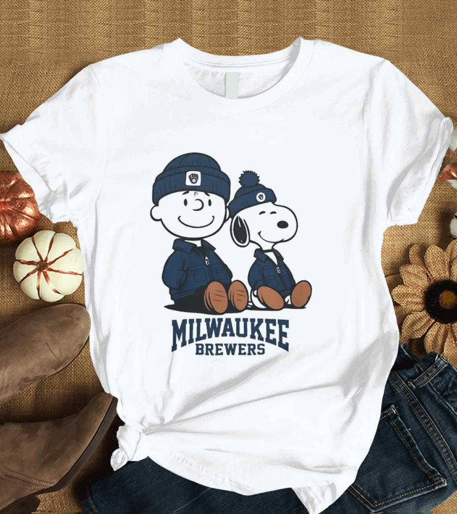 Milwaukee Brewers Charlie Brown Snoopy MLB Collaboration T-Shirt