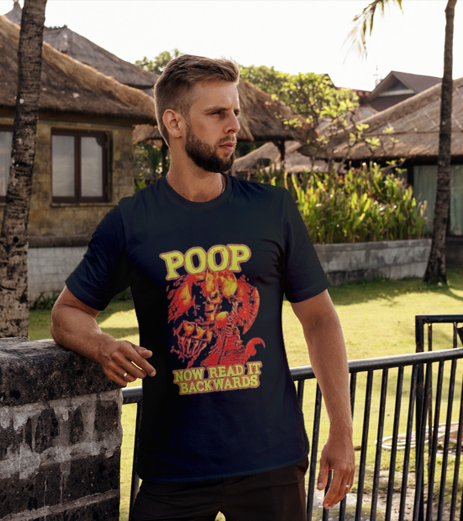 Skeleton Poop Now Read It Backwards Halloween Humor T-Shirt