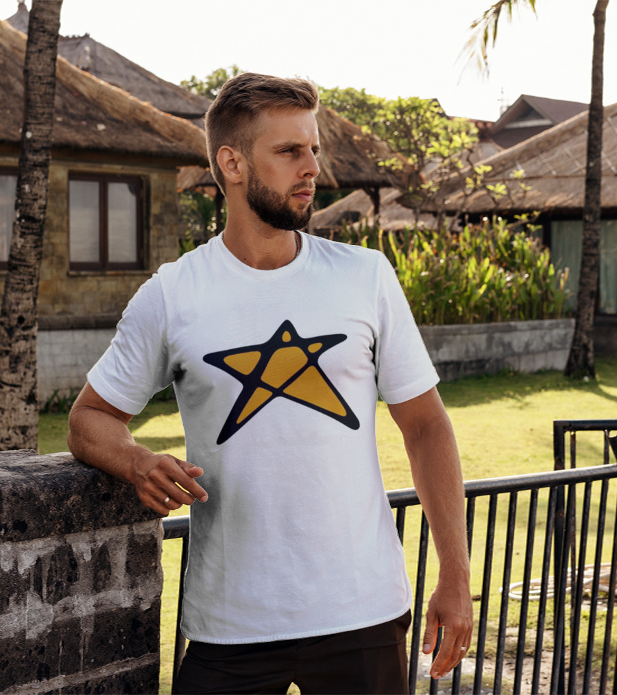 Orange Star Shape Unique Abstract T-Shirt