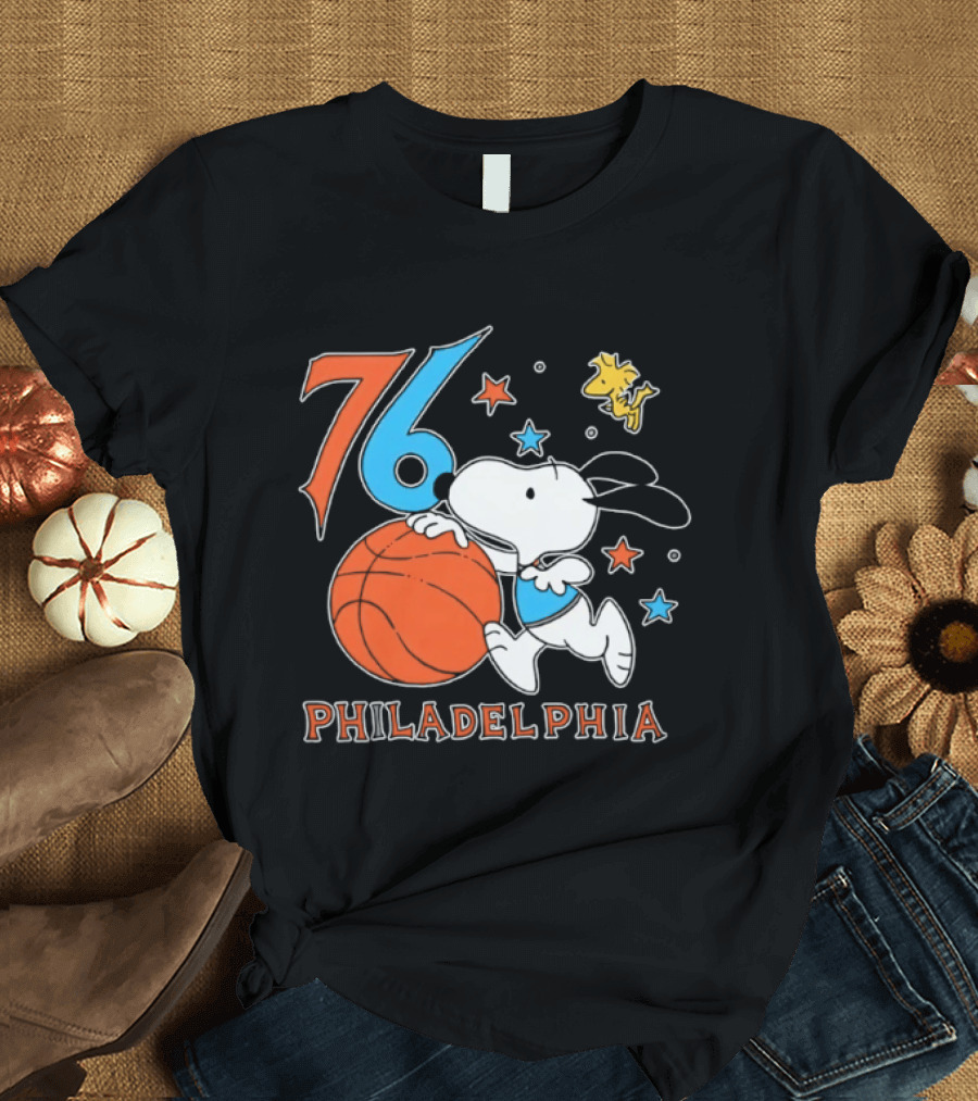 76 Philadelphia Snoopy Basketball Peanuts T-Shirt