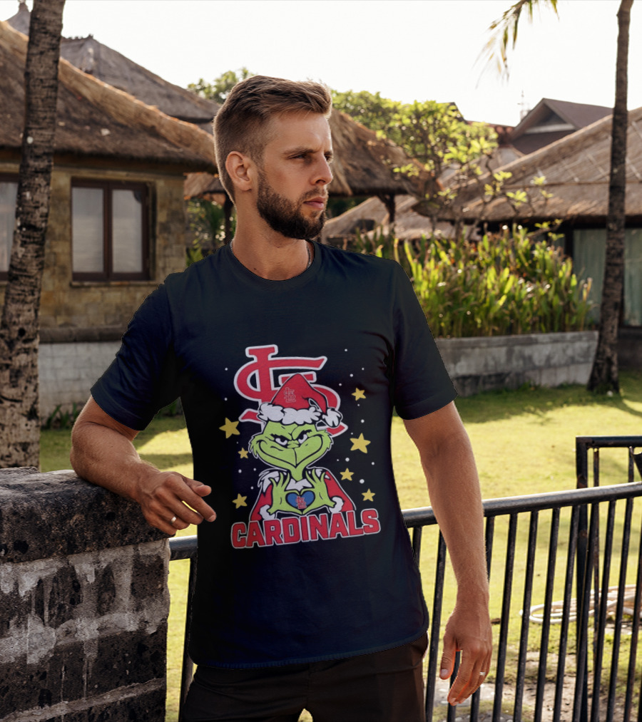 St Louis Cardinals Grinch Heart Hands Christmas 2026 T-Shirt