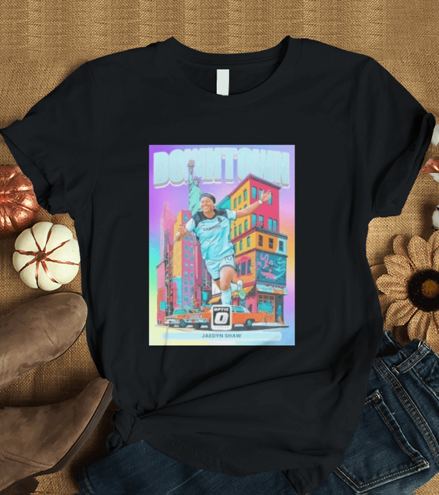 Downtown Jaedyn Shaw Optic Donruss Card Gotham FC Cityscape T-Shirt