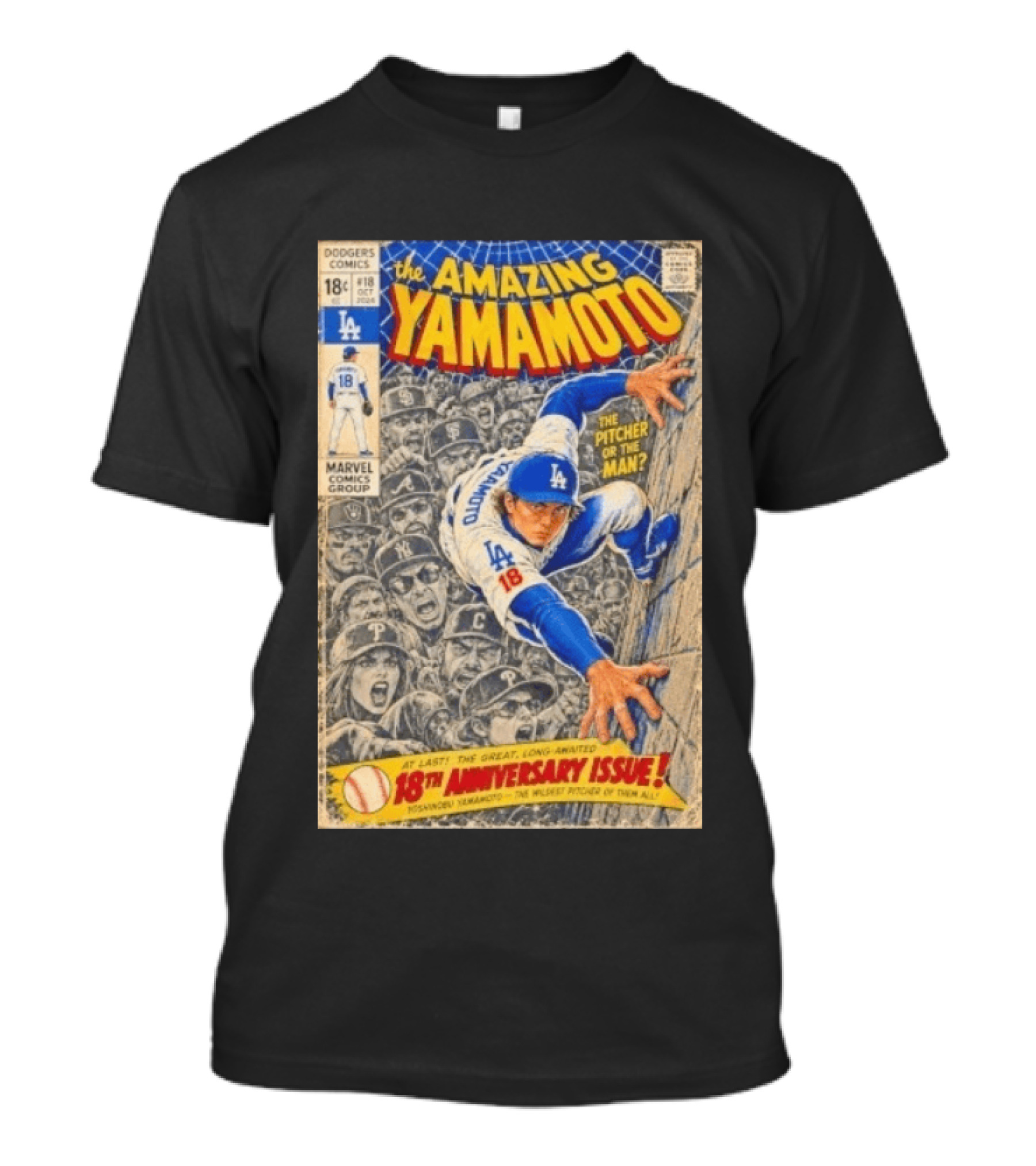 The Amazing Yamamoto Dodgers Comics 18th Anniversary Pitcher Issue T-Shirt