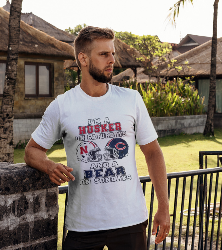 I'm A Husker On Saturdays And A Bear On Sundays Nebraska Chicago Helmet 2026 T-Shirt