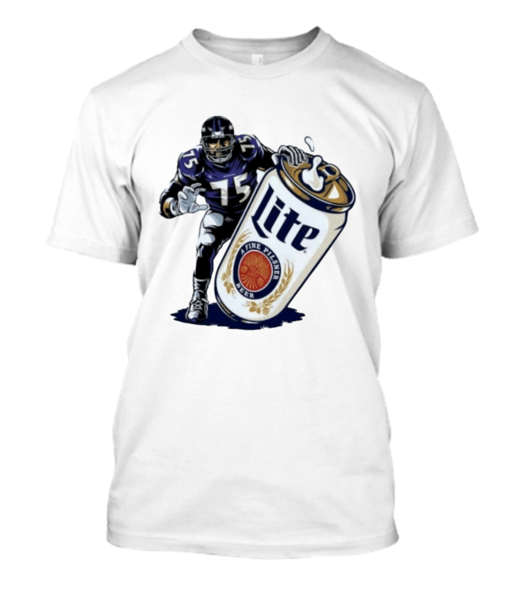 Jonathan Ogden Baltimore Ravens 75 Lite A Fine Pilsner Beer T-Shirt