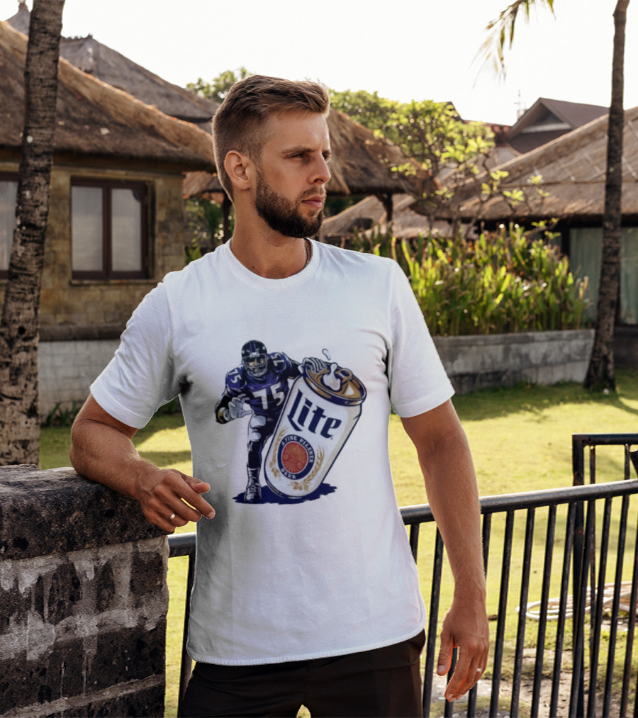 Jonathan Ogden Baltimore Ravens 75 Lite A Fine Pilsner Beer T-Shirt