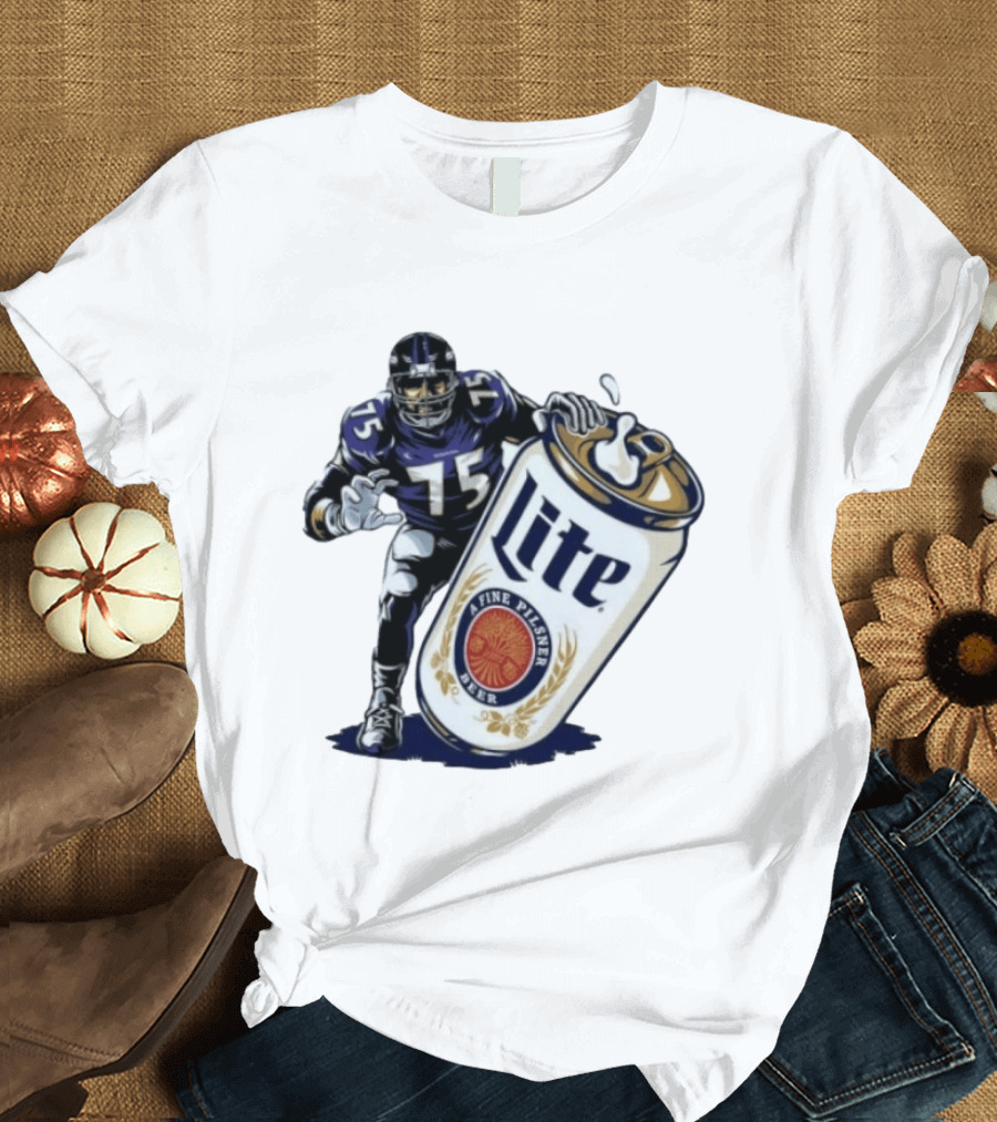 Jonathan Ogden Baltimore Ravens 75 Lite A Fine Pilsner Beer T-Shirt