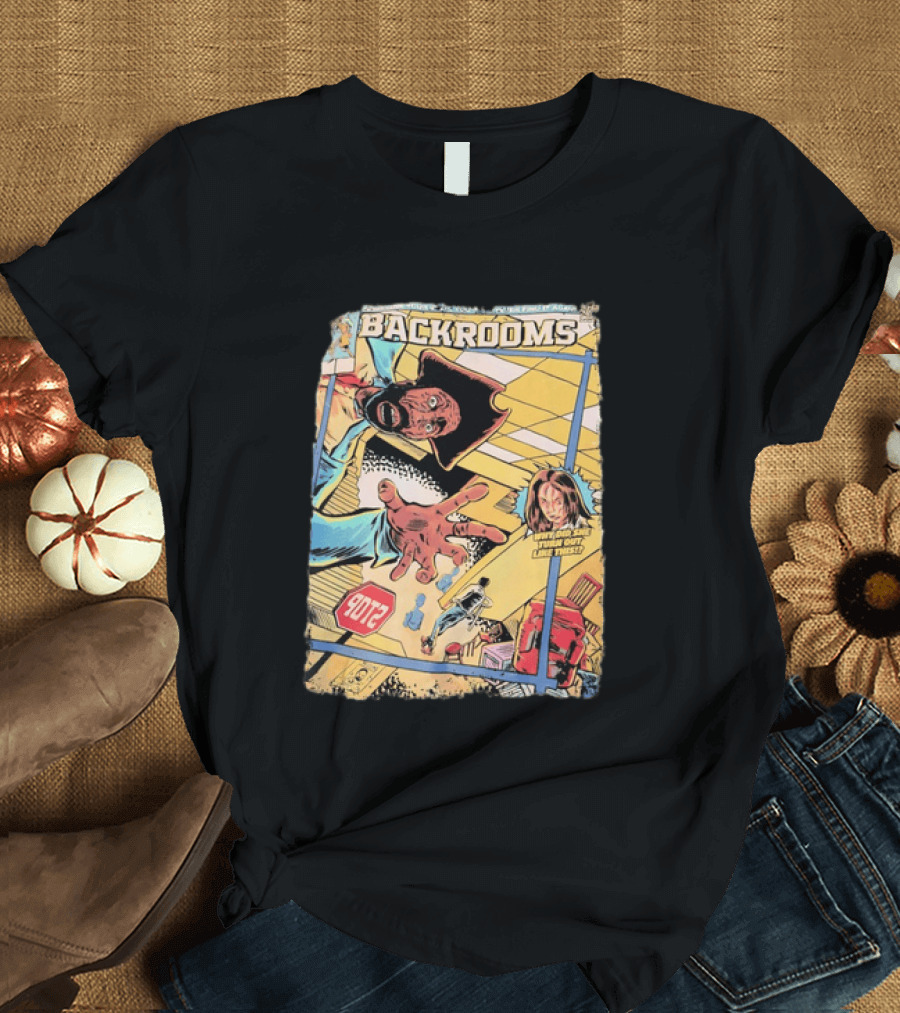 Backrooms Don't Lose Your 9 To 5 Distressed Comic Vintage Graphic Retro Horror T-Shirt