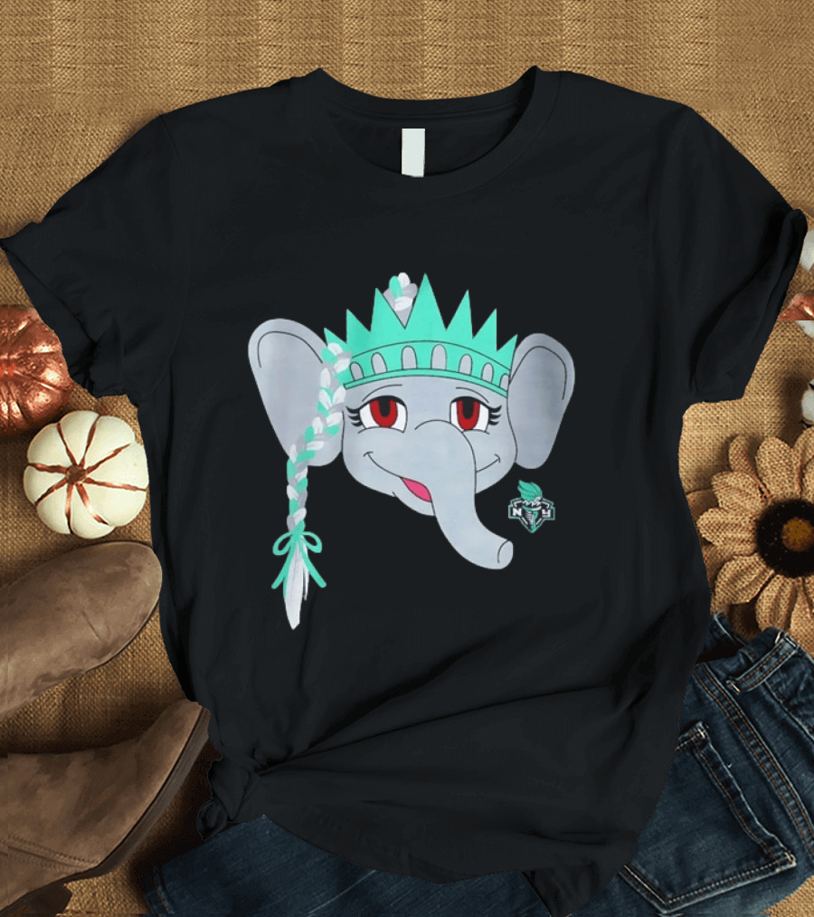 New York Liberty Ellie The Elephant Statue Of Liberty Basketball Team T-Shirt