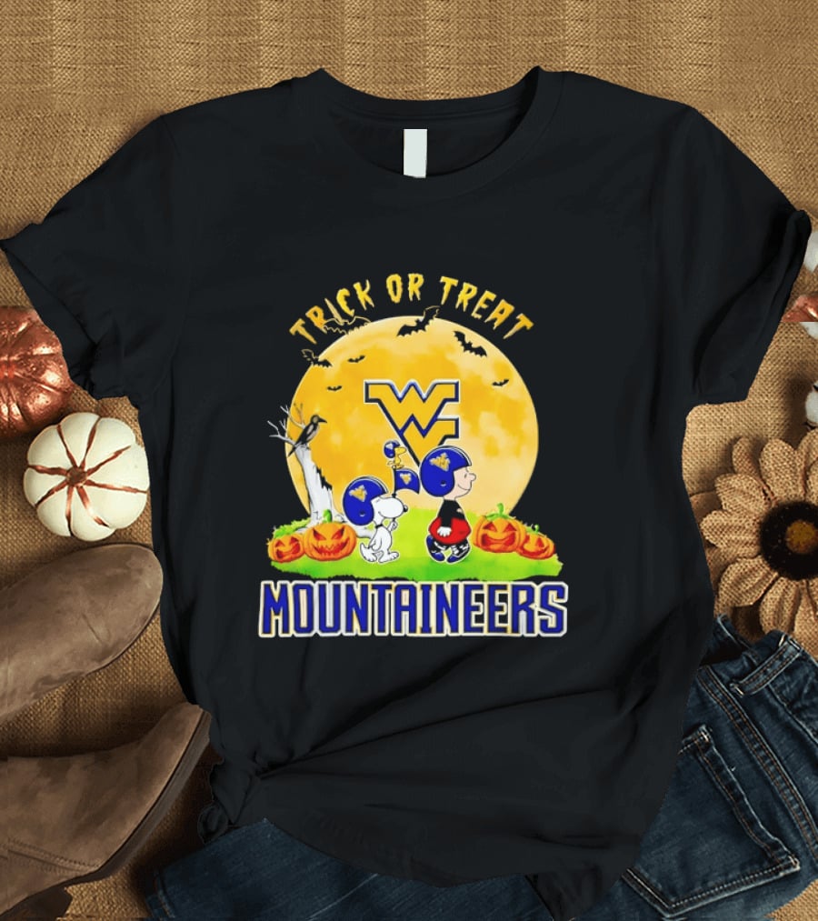 West Virginia Mountaineers Trick Or Treat Halloween With Charlie Brown And Snoopy T-Shirt