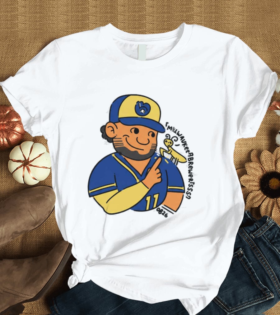 Brewers Jackson Chourio Praying Mantis Cartoon Baseball Fan T-Shirt