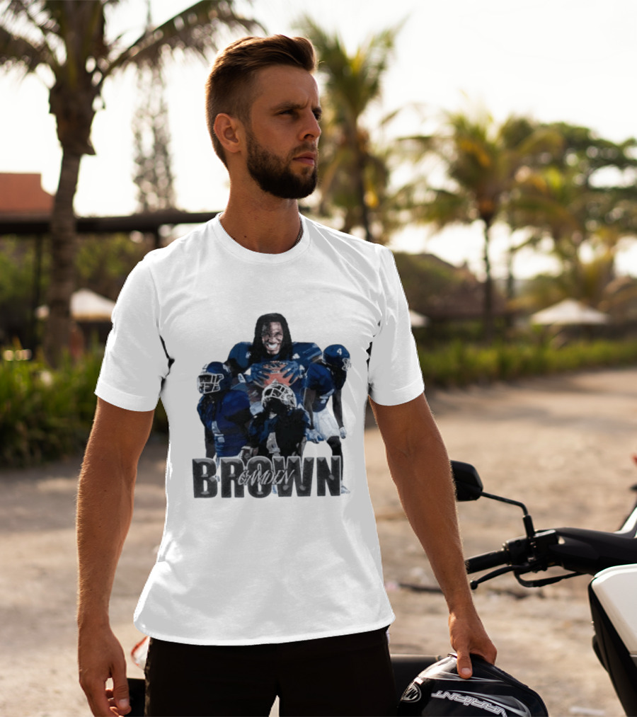 Camden Brown Football Wide Receiver Collage Blue Jersey 4 T-Shirt