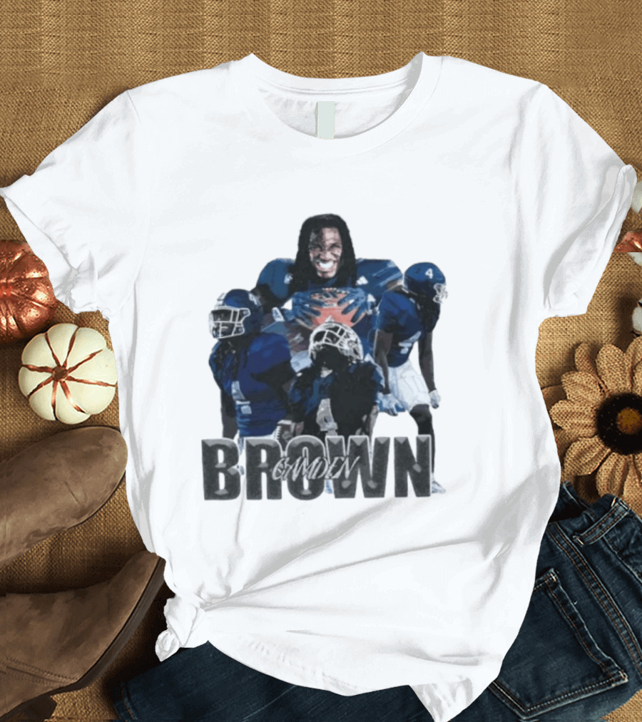 Camden Brown Football Wide Receiver Collage Blue Jersey 4 T-Shirt