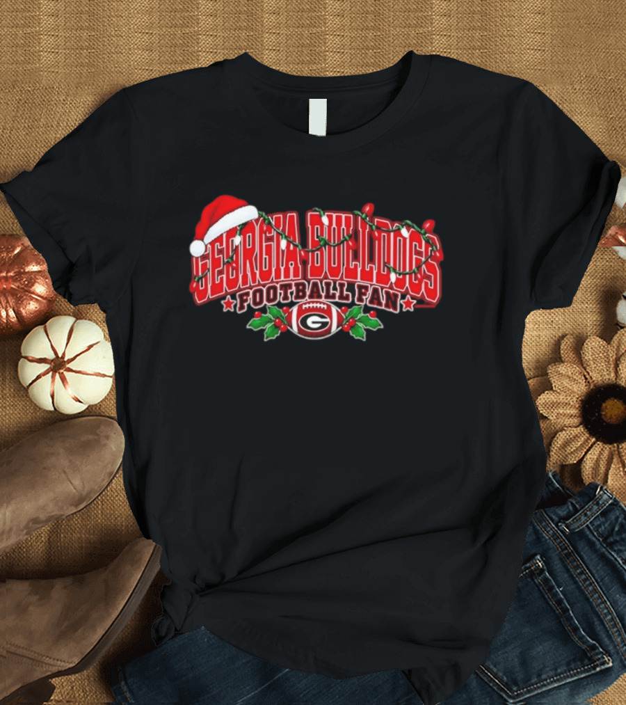Georgia Bulldogs Football Fan Christmas Santa Hat Ornaments T-Shirt