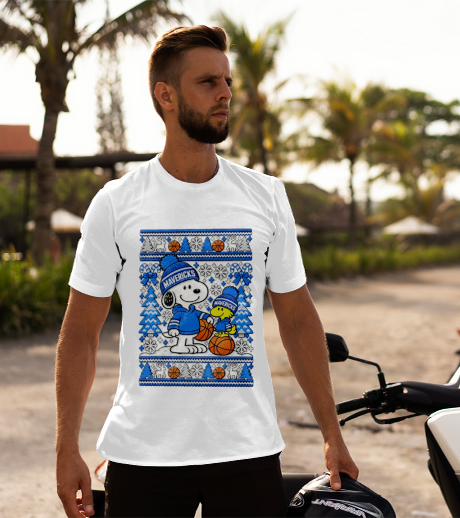 Dallas Mavericks Snoopy Woodstock Christmas Basketball T-Shirt