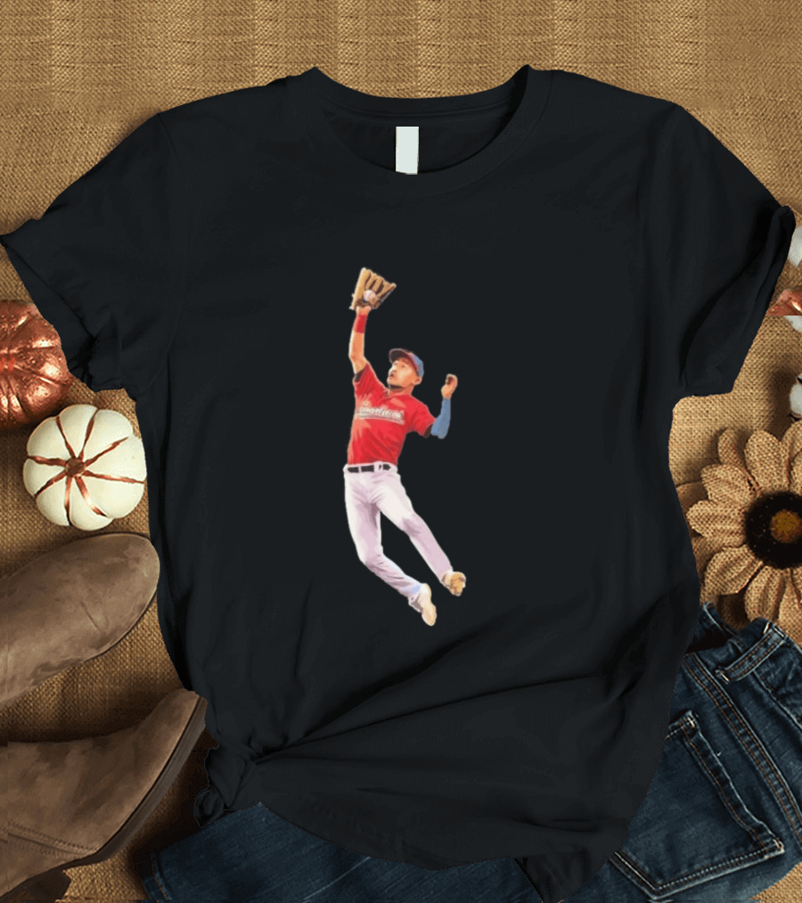 Steven Kwan Cleveland Guardians Baseball Action Player Jump T-Shirt