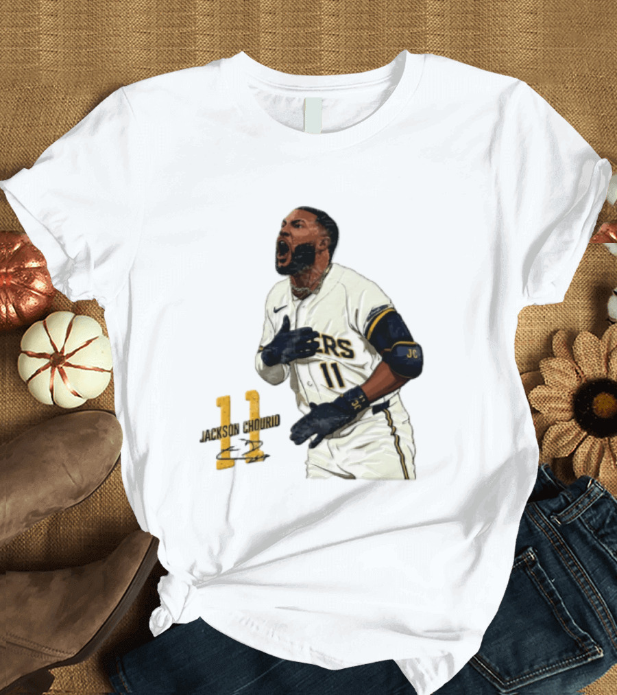 Jackson Chourio 11 Brewers Baseball Player Celebration T-Shirt