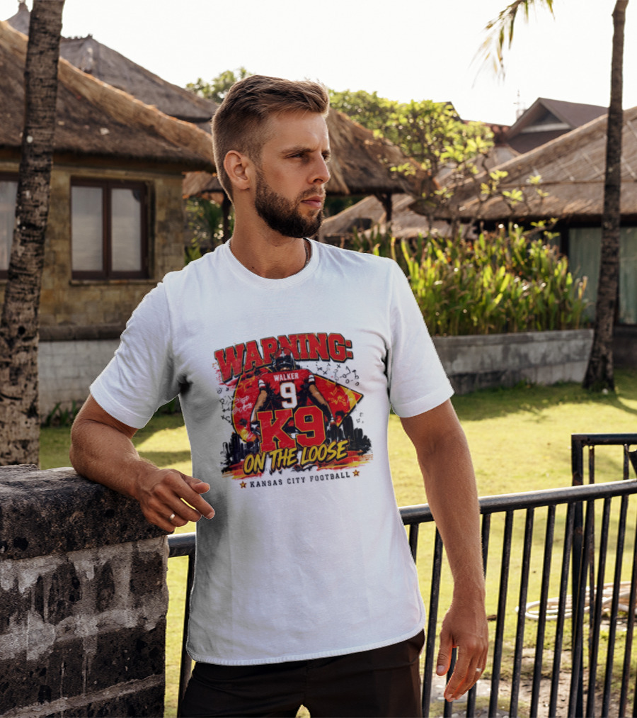 Warning K9 On The Loose 9 Kansas City Football T-Shirt