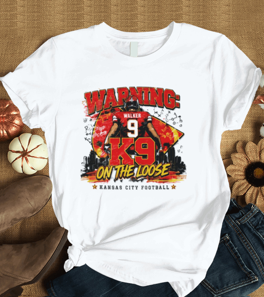 Warning K9 On The Loose 9 Kansas City Football T-Shirt