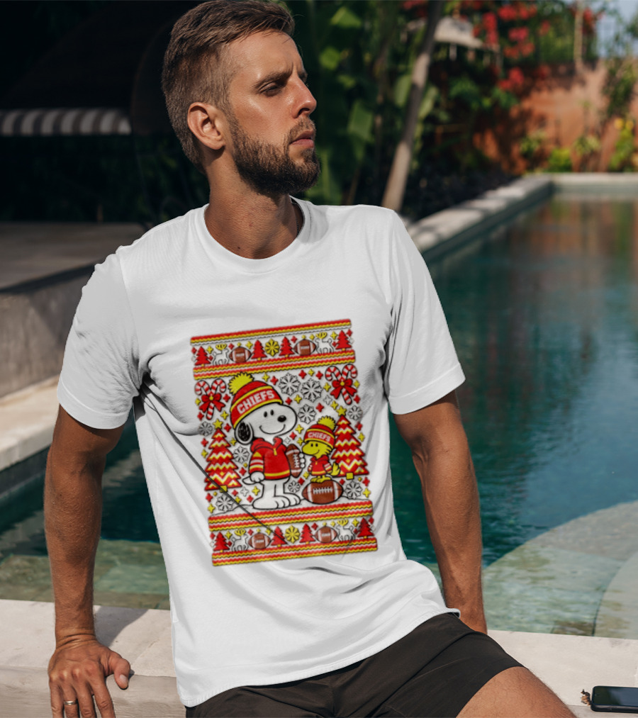 Kansas City Chiefs Snoopy Woodstock Christmas Football Sweater T-Shirt