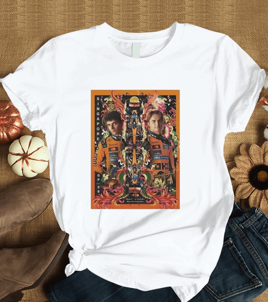 Singapore GP 2026 Oscar Piastri McLaren Racing Art By Ervance Dwiputra T-Shirt