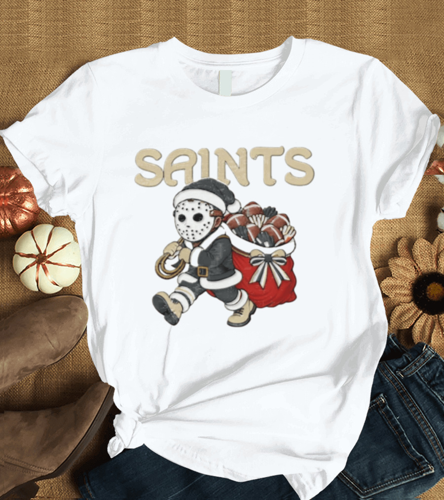 SAINTS New Orleans Football Christmas Horror Santa T-Shirt