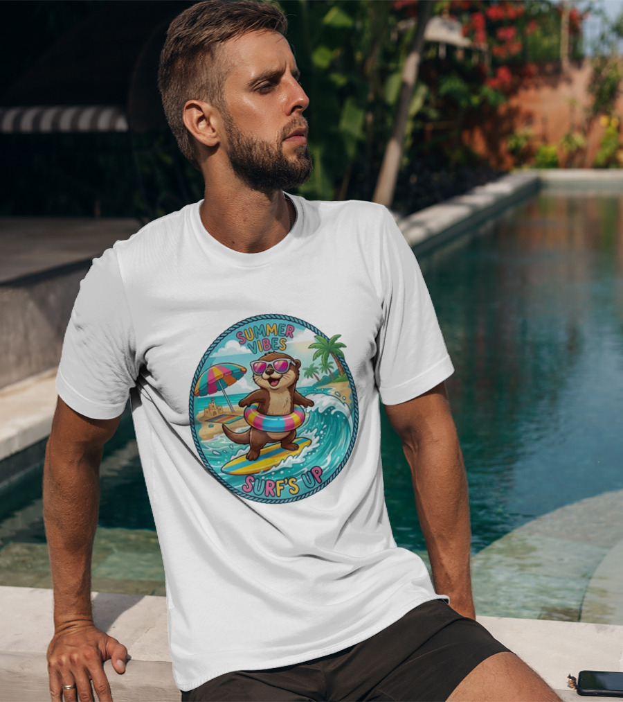 Summer Vibes Surf's Up Otter Beach Adventure T-Shirt