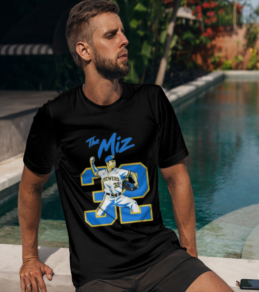 The Miz Milwaukee Brewers 32 MLB Baseball Player Pitching T-Shirt