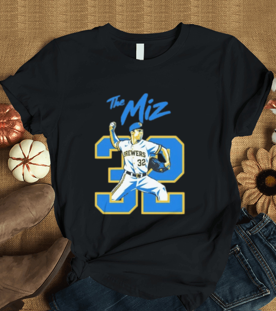 The Miz Milwaukee Brewers 32 MLB Baseball Player Pitching T-Shirt