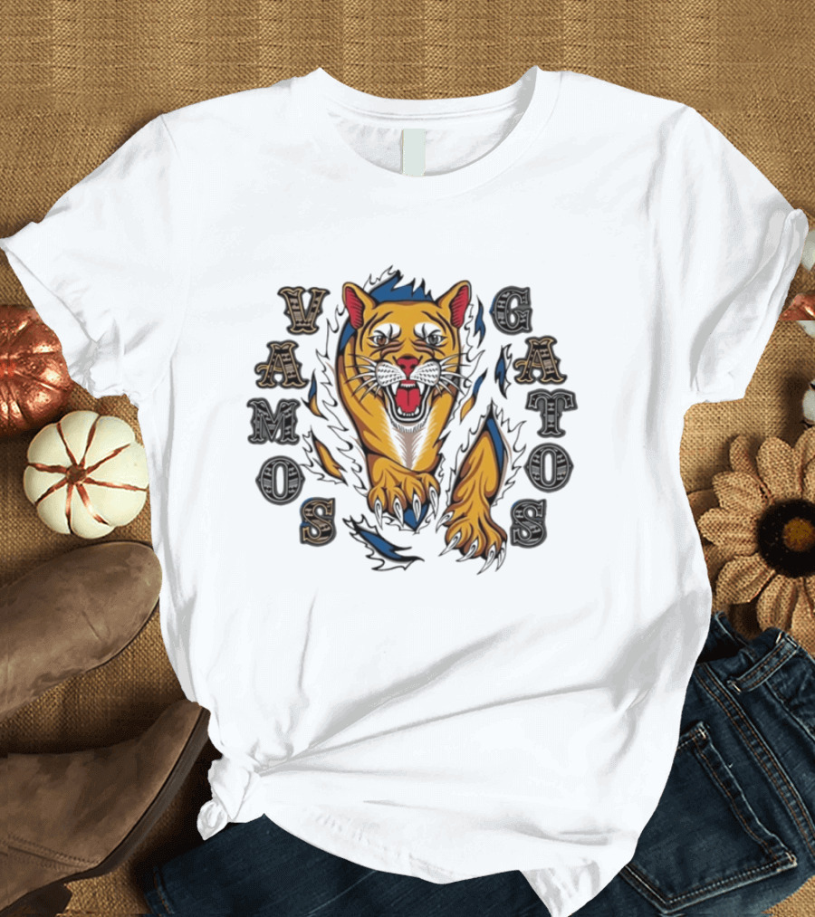 Vamos Gatos Mountain Lion Cougar Wildcat Majestic Roaring T-Shirt