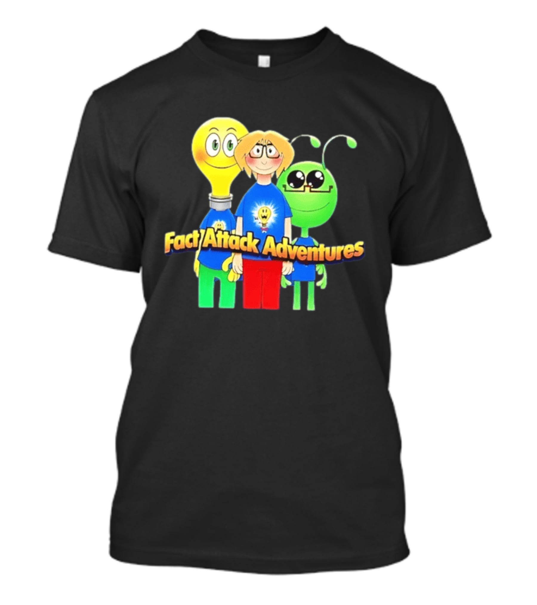 Fact Attack Adventures Cartoon Characters T-Shirt