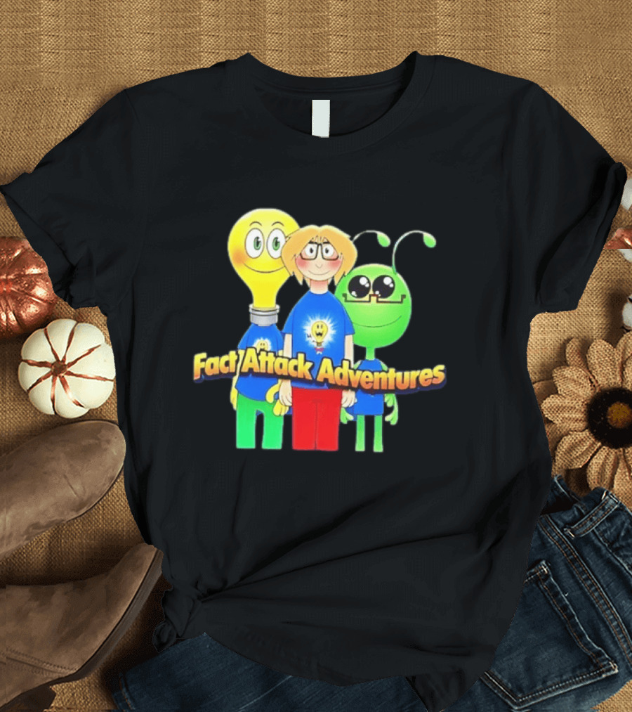 Fact Attack Adventures Cartoon Characters T-Shirt