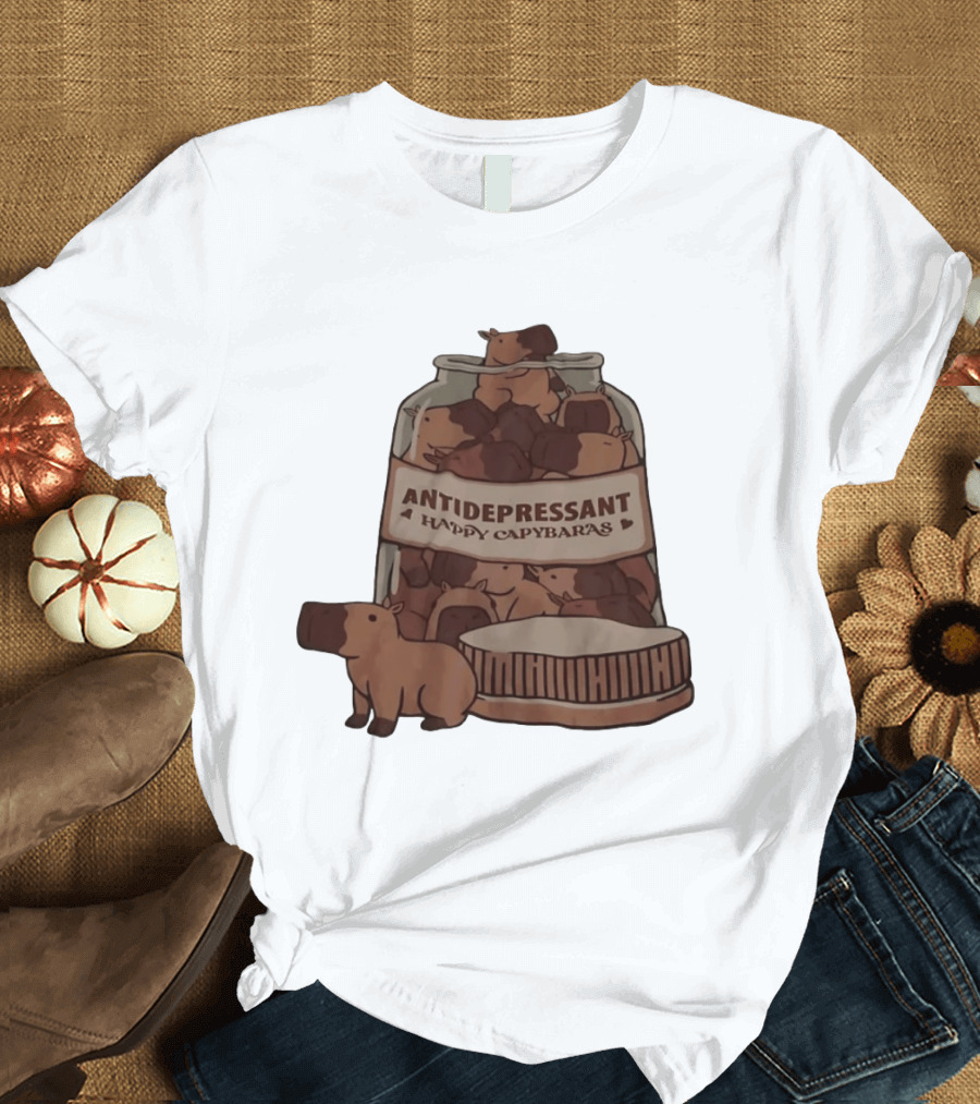 Antidepressant Happy Capybaras Jar Capybara T-Shirt