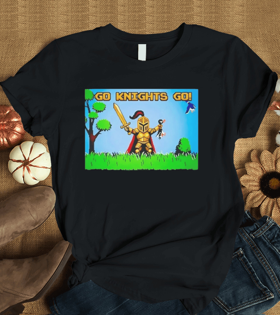Go Knights Go Pixel Knight 8 Bit Gaming T-Shirt