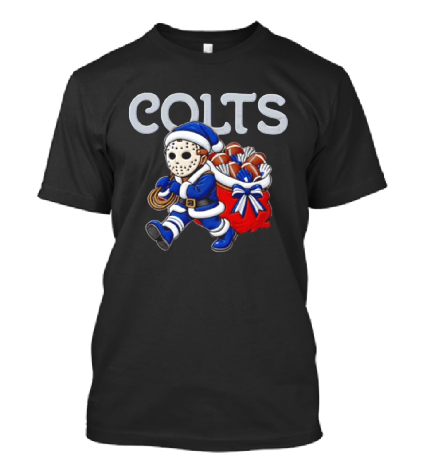 Indianapolis Football Christmas Masked Santa Horror T-Shirt