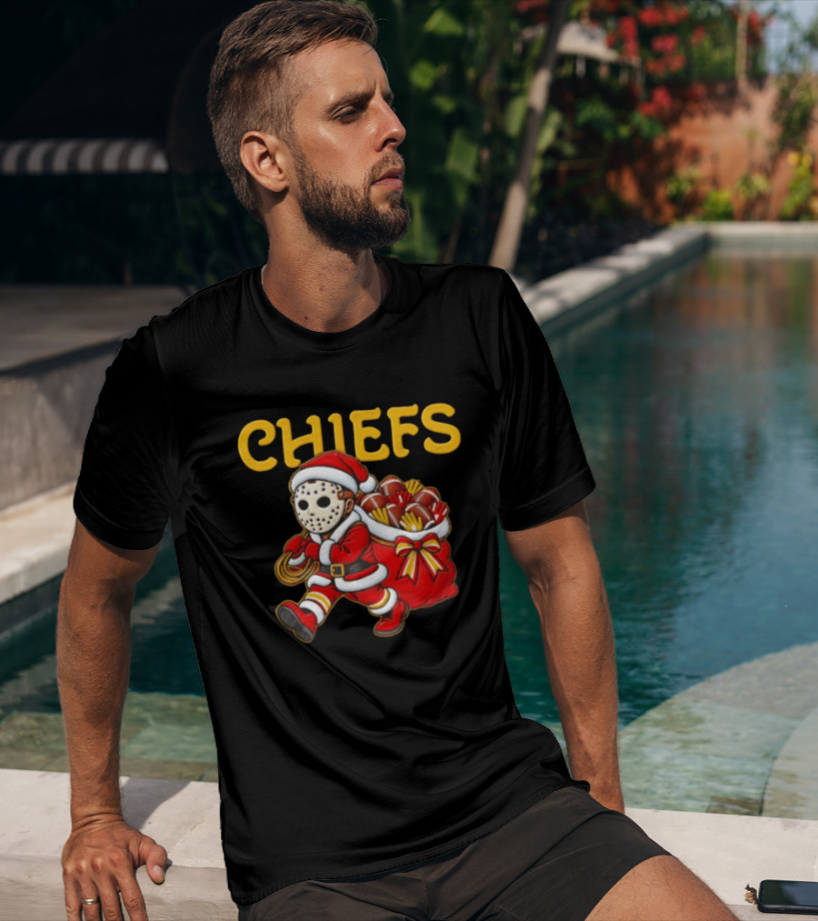 Kansas City Football Christmas Horror Masked Santa Copy T-Shirt